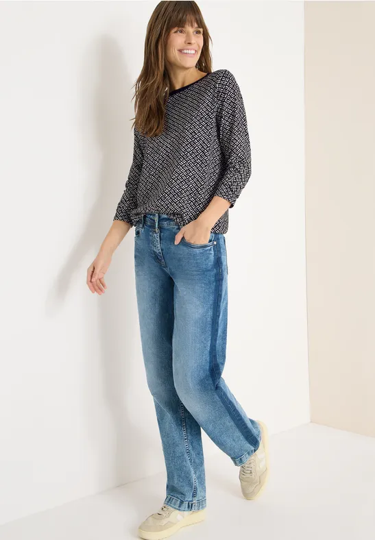 Thumbnail - Cecil Damen Gemustertes Shirt in Grau, Gr: S