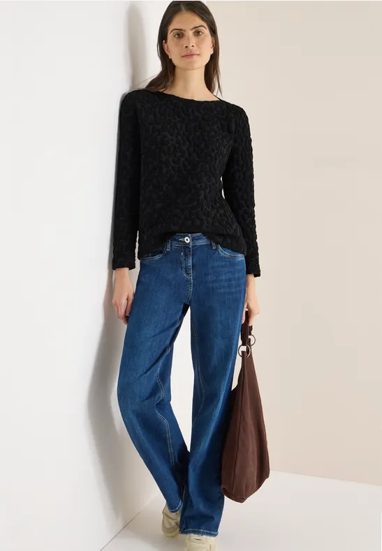 Thumbnail - Cecil Damen Leo Jacquard Shirt in Schwarz, Gr: M