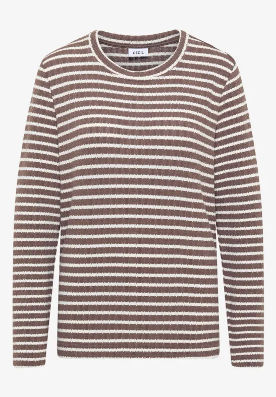 Thumbnail - Cecil Damen Gestreiftes Langarmshirt in Beige, Gr: 3XL