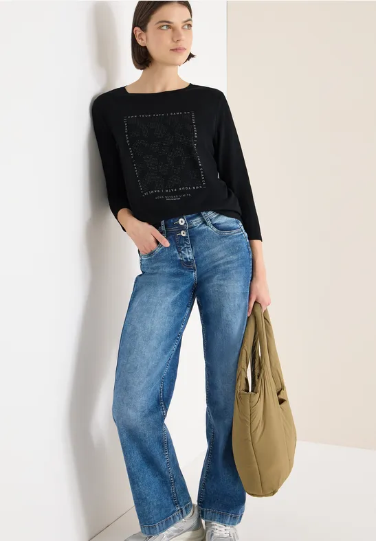 Thumbnail - Cecil Damen Shirt mit Schmucksteinen in Schwarz, Gr: XS