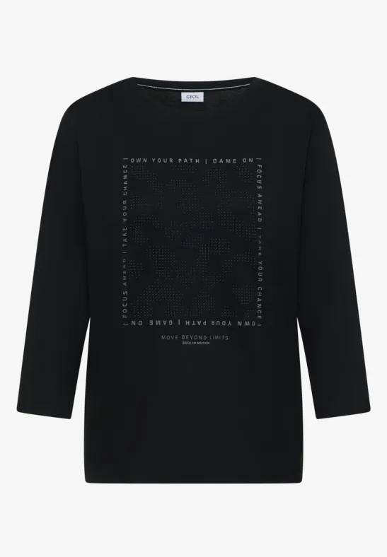 Thumbnail - Cecil Damen Shirt mit Schmucksteinen in Schwarz, Gr: XS