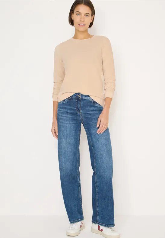 Thumbnail - Cecil Damen Softes Strukturmix Shirt in Beige, Gr: S