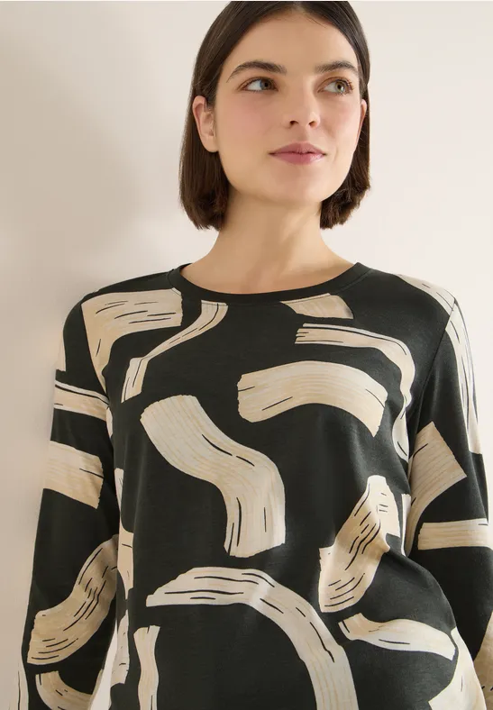 Thumbnail - Cecil Damen Gemustertes Shirt in Grün, Gr: XXL