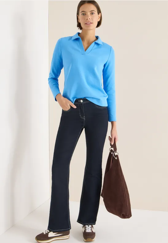 Thumbnail - Cecil Damen Poloshirt in Unifarbe in Blau, Gr: M