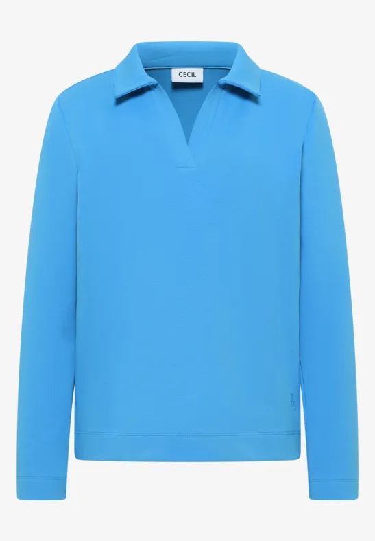 Thumbnail - Cecil Damen Poloshirt in Unifarbe in Blau, Gr: M