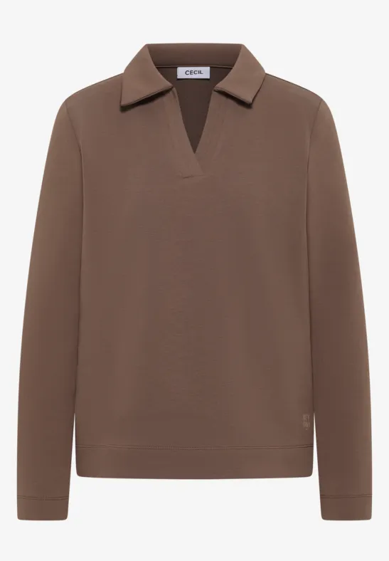 Thumbnail - Cecil Damen Poloshirt in Unifarbe in Beige, Gr: S