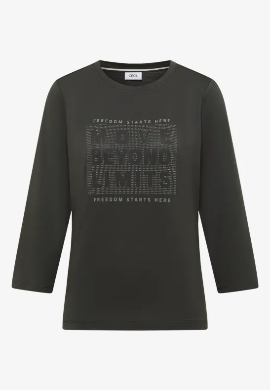 Thumbnail - Cecil Damen Shirt mit Schmucksteinen in Grün, Gr: XL