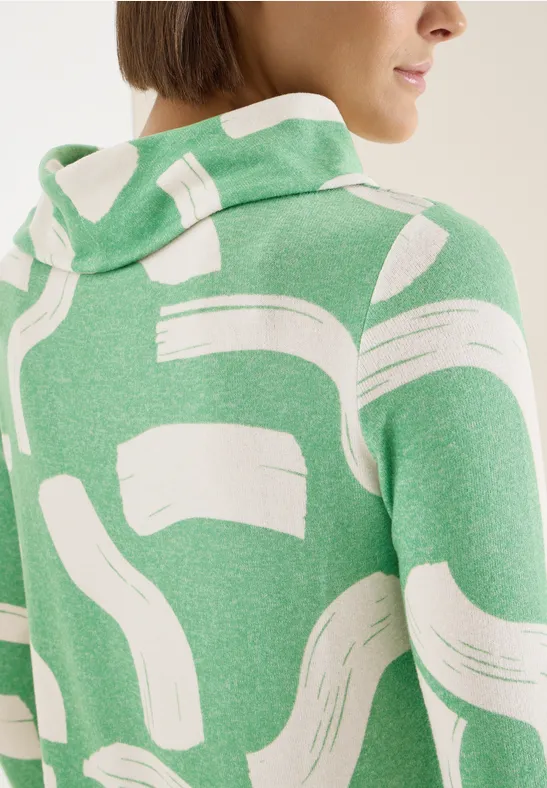 Thumbnail - Cecil Damen Gemustertes Melange Shirt in Grün, Gr: L