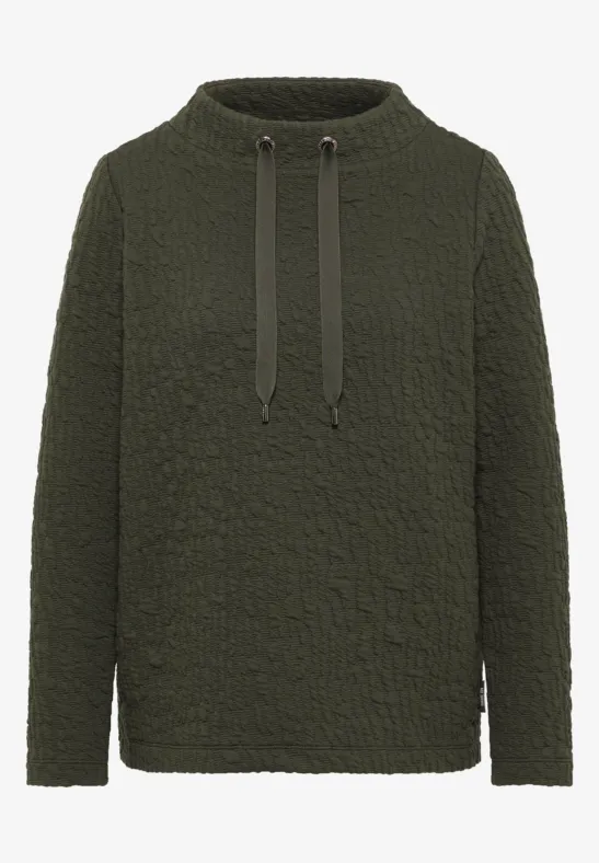 Thumbnail - Cecil Damen Jacquard Funnel Neck Shirt in Grün, Gr: L