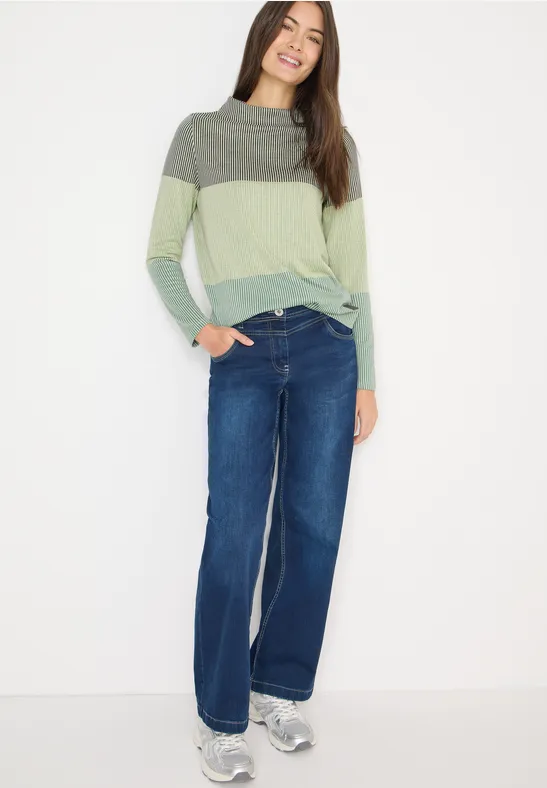 Thumbnail - Cecil Damen Colorblock Jacquard Shirt in Grün, Gr: XS