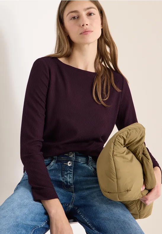 cecil Langarmshirt Struktur Viskose Rot