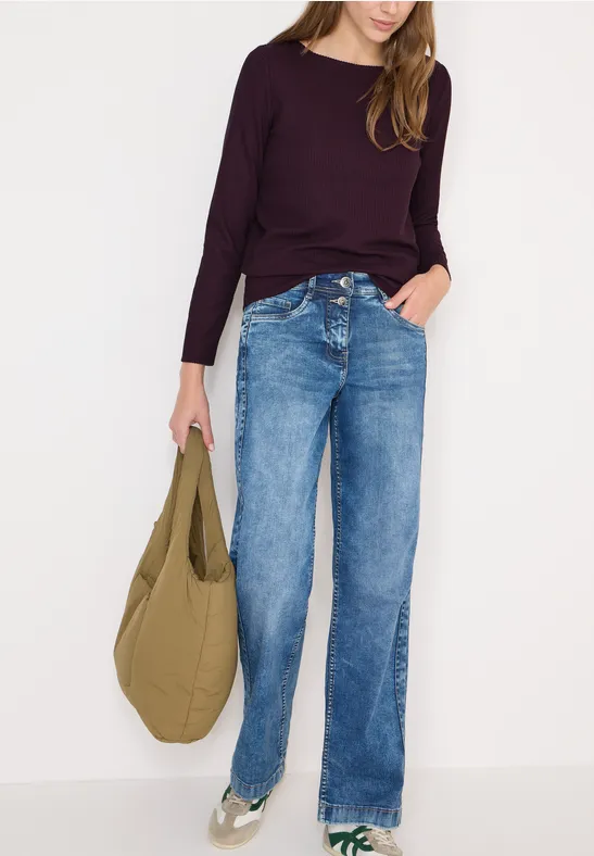 Thumbnail - Cecil Damen Struktur Langarmshirt in Rot, Gr: M