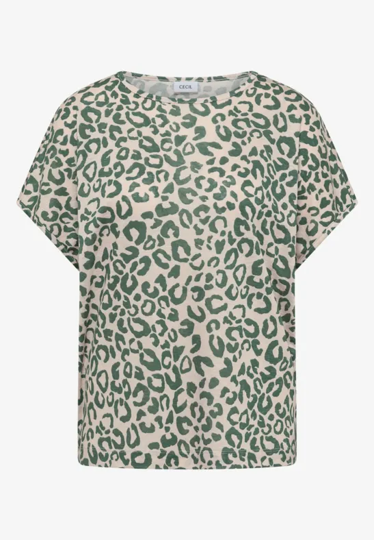 Thumbnail - Cecil Damen Shirt im Leinen-Look mit Leo-Print in Beige, Gr: L