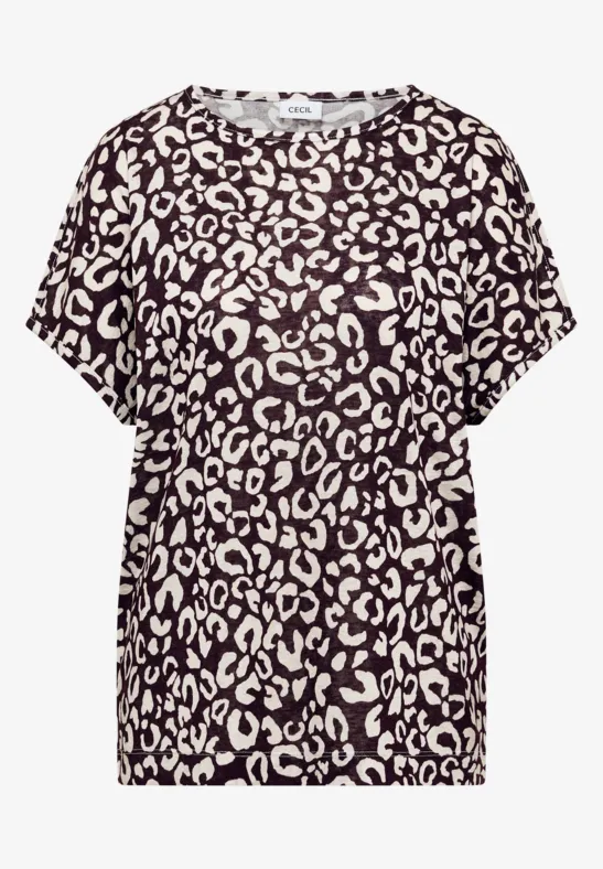 Thumbnail - Cecil Damen Shirt im Leinen-Look mit Leo-Print in Rot, Gr: XL