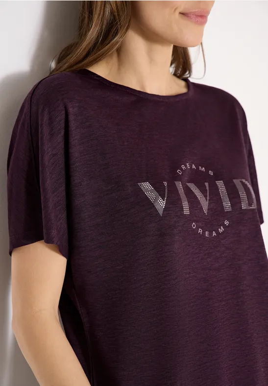 cecil Dropped Shoulder Shirt U-Boot-Ausschnitt Polyester-Viskose Rot