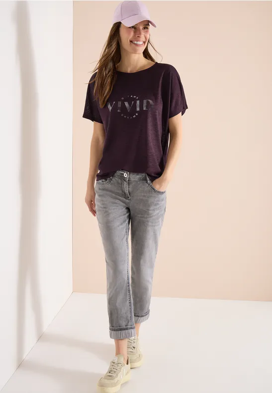 Thumbnail - Cecil Damen Dropped Shoulder Shirt in Leinen-Optik in Rot, Gr: L