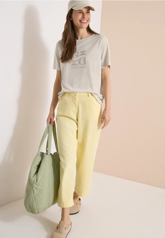 cecil T-Shirt U-Boot Leinen-Optik Polyester-Viskose Beige