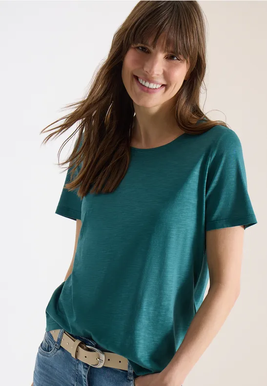Thumbnail - Cecil Damen Basic T-Shirt mit Rundhals im 2er-Pack in Multicolour|Grün|Blau, Gr: XS