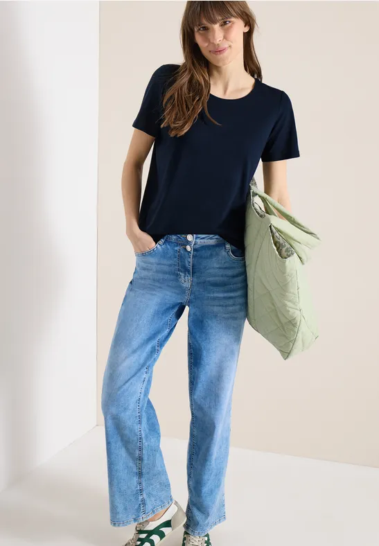 Thumbnail - Cecil Damen Basic T-Shirt mit Rundhals im 2er-Pack in Multicolour|Rot|Blau, Gr: XXL