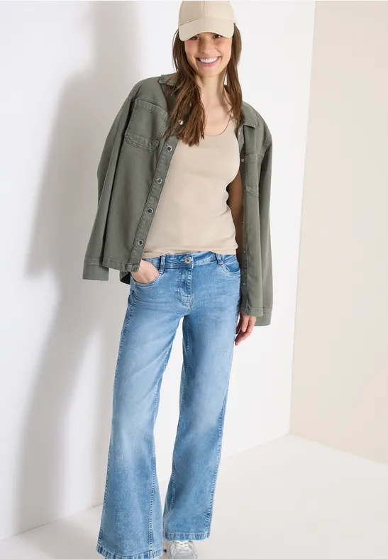 Thumbnail - Cecil Damen Basic Top mit Rundhals im 2er-Pack in Multicolour|Grün|Beige, Gr: XXL