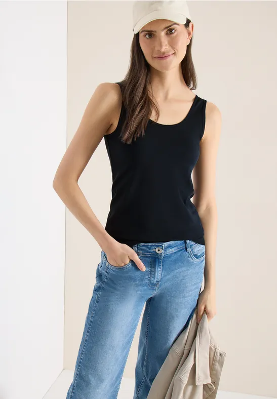 Thumbnail - Cecil Damen Basic Top mit Rundhals im 2er-Pack in Multicolour|Rot|Blau, Gr: S