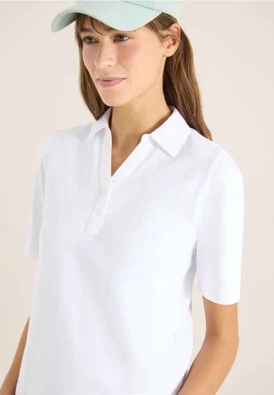 cecil Poloshirt Basic Baumwolle Weiß