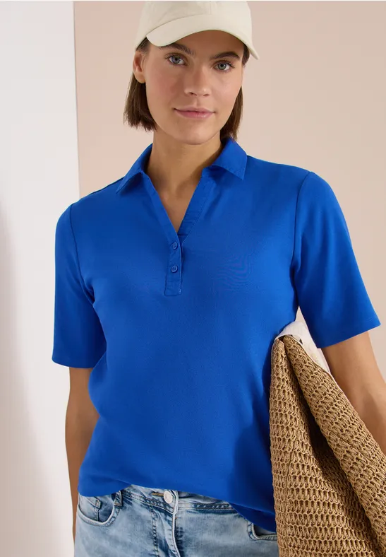 cecil Poloshirt Polokragen Baumwolle Blau