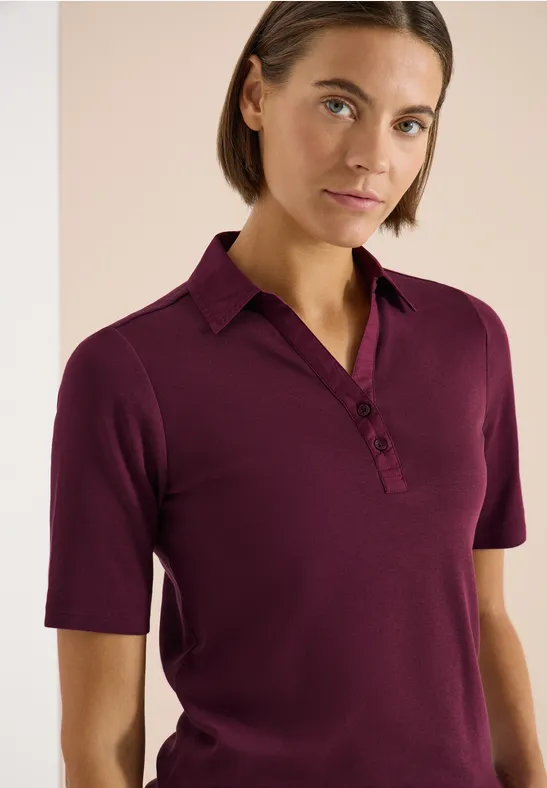 cecil Basic Poloshirt Kurzarm Polokragen Baumwolle Rot