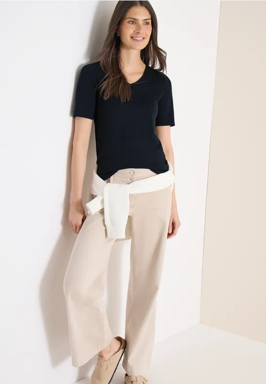 Thumbnail - Cecil Damen Basic T-Shirt aus Baumwolle in Blau, Gr: S