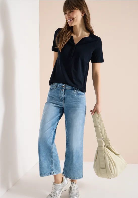 Thumbnail - Cecil Damen Basic Shirt im Tunika-Look in Blau, Gr: S