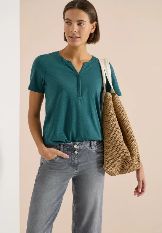 cecil Basic Shirt Tunika-Look 100% Baumwolle Gruen