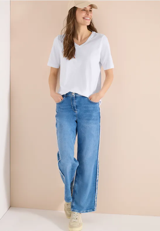 cecil T-Shirt V-Neck Weiß