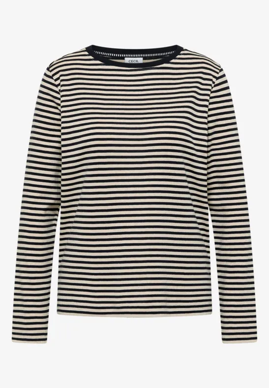 Thumbnail - Cecil Damen Gestreiftes Shirt in Blau, Gr: S