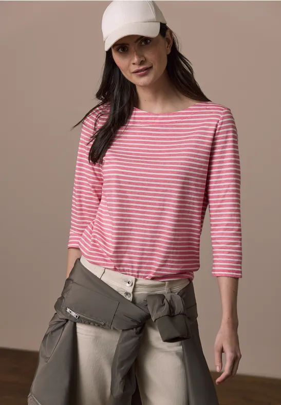 cecil Shirt U-Boot Ausschnitt Baumwolle Rot