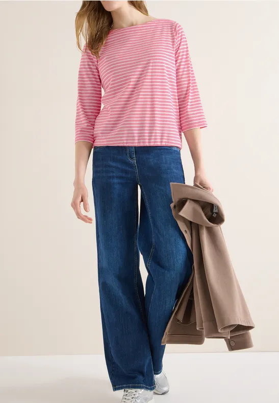 Thumbnail - Cecil Damen Gestreiftes Shirt in Rot, Gr: 3XL