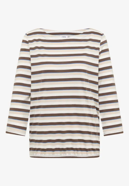 Thumbnail - Cecil Damen Gestreiftes Shirt in Beige, Gr: 3XL