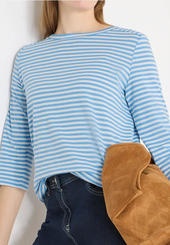 cecil Streifen Jersey Shirt Baumwolle Blau