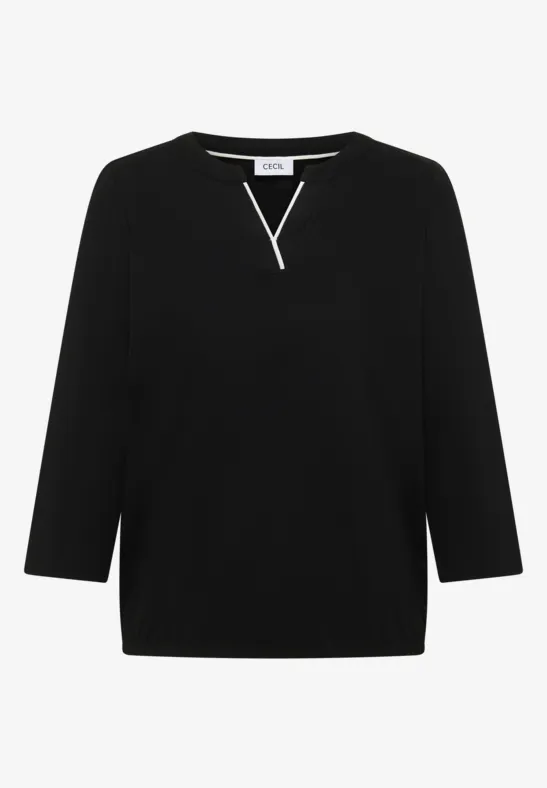 Thumbnail - Cecil Damen Shirt in Unifarbe in Schwarz, Gr: XS