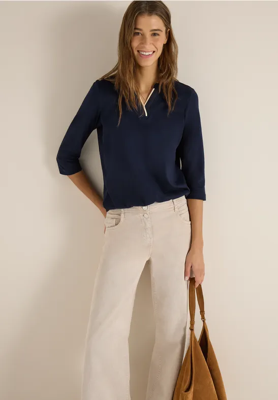 cecil Tunika Split-Neck Shirt Baumwolle Blau