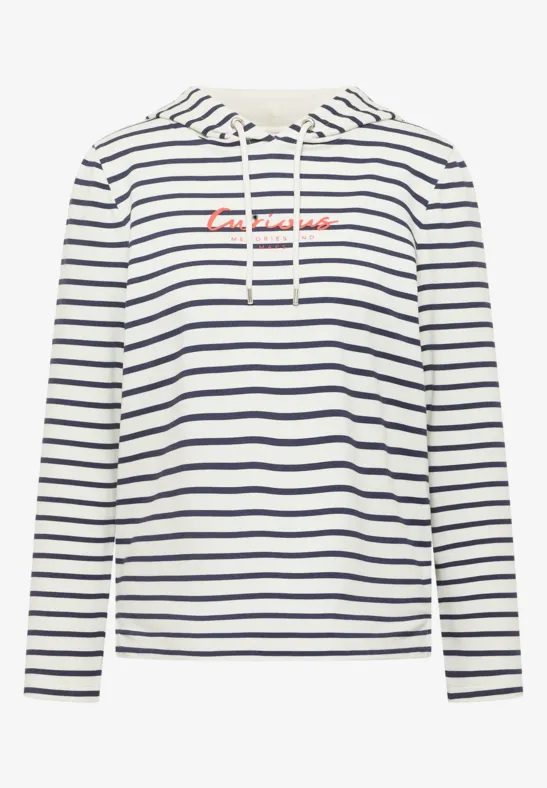 Thumbnail - Cecil Damen Gestreiftes Hoodie Shirt in Blau, Gr: XL