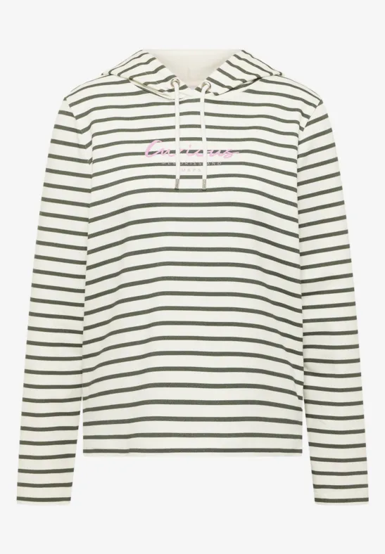 Thumbnail - Cecil Damen Gestreiftes Hoodie Shirt in Grün, Gr: XL