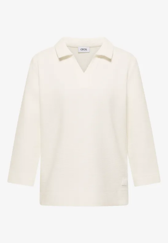 Thumbnail - Cecil Damen Struktur Poloshirt in Weiß, Gr: M