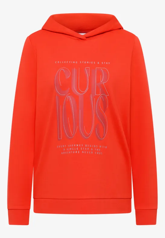 Thumbnail - Cecil Damen Hoodie Shirt mit Print in Orange, Gr: S
