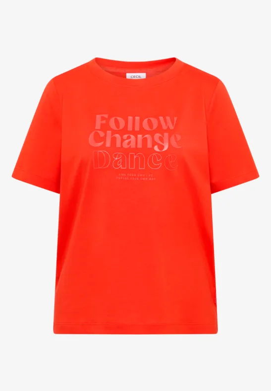 Thumbnail - Cecil Damen T-Shirt mit Frontprint in Orange, Gr: S