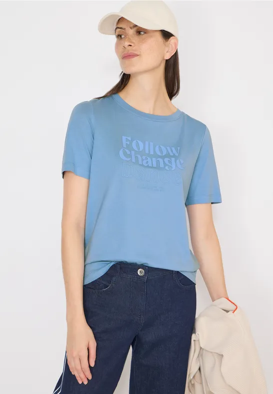 Thumbnail - Cecil Damen T-Shirt mit Frontprint in Blau, Gr: L
