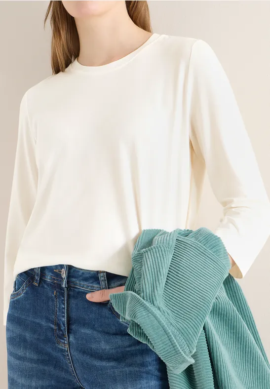 Thumbnail - Cecil Damen Shirt mit Tapedetail in Weiß, Gr: XL