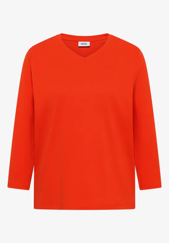 Thumbnail - Cecil Damen Basic T-Shirt in Orange, Gr: 3XL