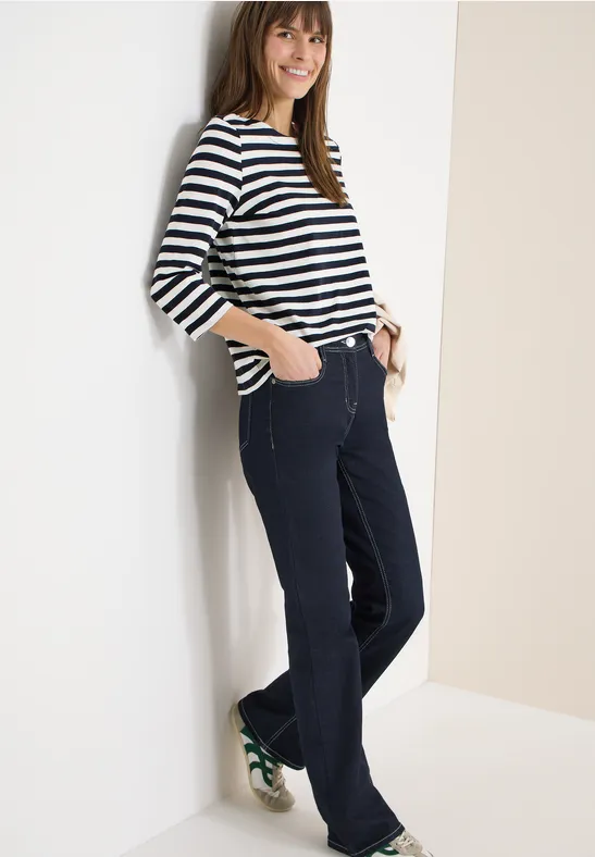 Thumbnail - Cecil Damen Gestreiftes Basic Shirt in Blau, Gr: L