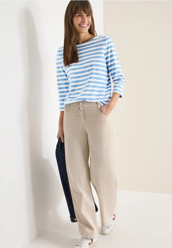 Thumbnail - Cecil Damen Gestreiftes Basic Shirt in Blau, Gr: XS