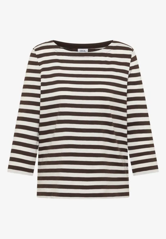 Thumbnail - Cecil Damen Gestreiftes Basic Shirt in Braun, Gr: M